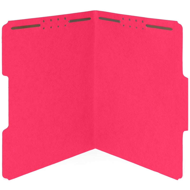 Blue Summit Supplies 50 Red Fastener File Folders - 1/3 Cut Reinforced Assorted Tab - Durable 2 Prongs Designed to Organize Standard Medical Files, Law Client Files, Office Reports - Letter Size, Red, 50 Pack - Image 1